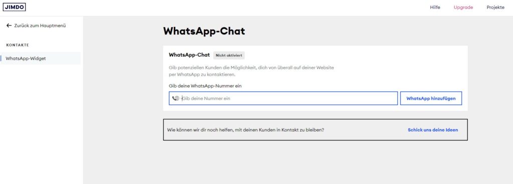 Kontaktoption bei Jimdo: Der WhatsApp-Chat