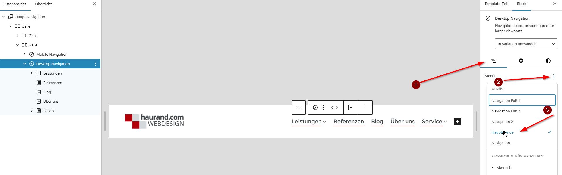 Die Navigation bei einem Block Theme wiederherstellen