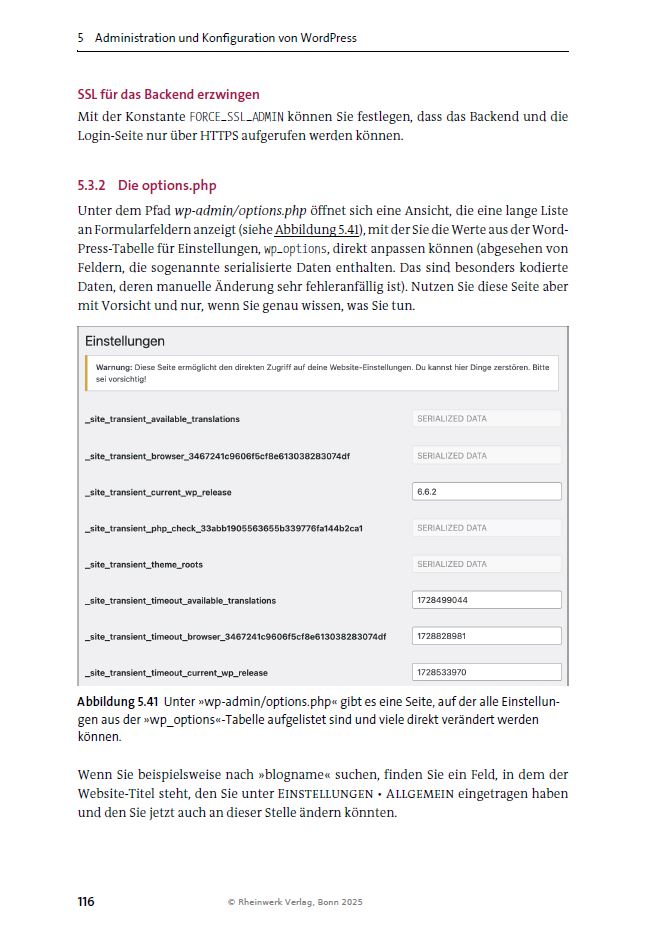 Seite aus dem Buch "WordPress 6 - Das umfassende Handbuch" 