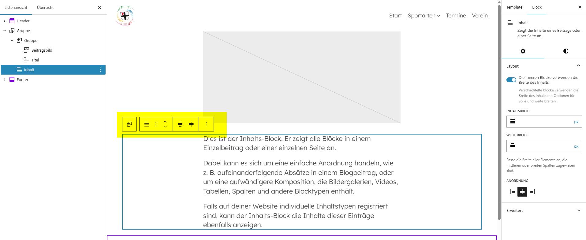Content-Block mit Option "Ausrichtung" 