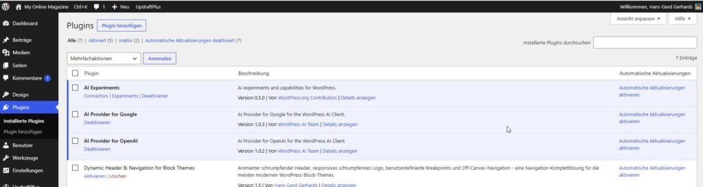 Zusätzliche Plugins für AI